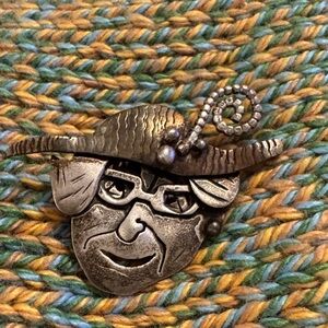 Antique Silver Pirate Brooch